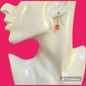 HANDMADE Dainty Barbie Pink Handblown Glass Beaded Dangle Earrings